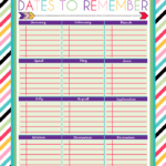 Free Printable Dates To Remember Log Free Printables Organizational