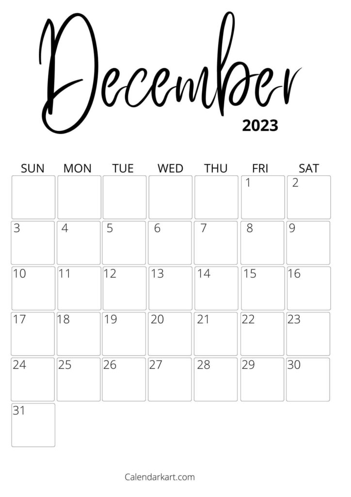 Free Printable December 2023 Calendars CalendarKart Printable 