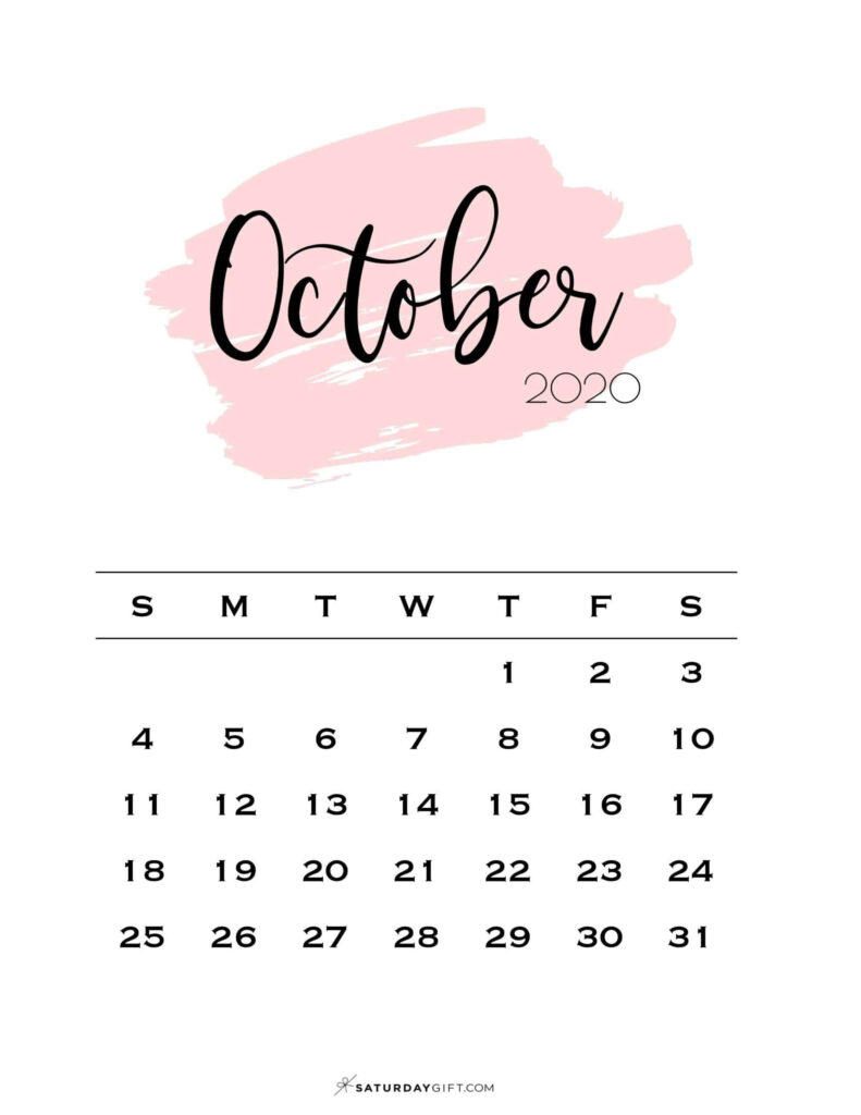 Free Printable October 2020 Calendar Cute Freebies Fo Vrogue co