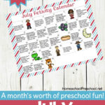 Free Printable Preschool Activity Calendar For July