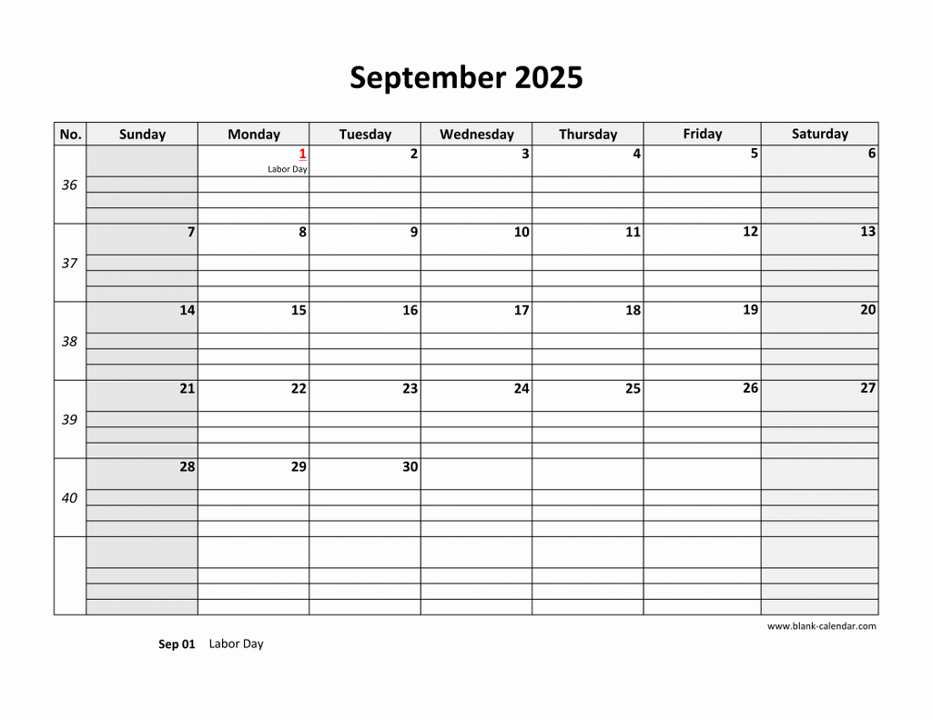 Free Printable September Calendar 2025 With Lines Beatriz Leclerc