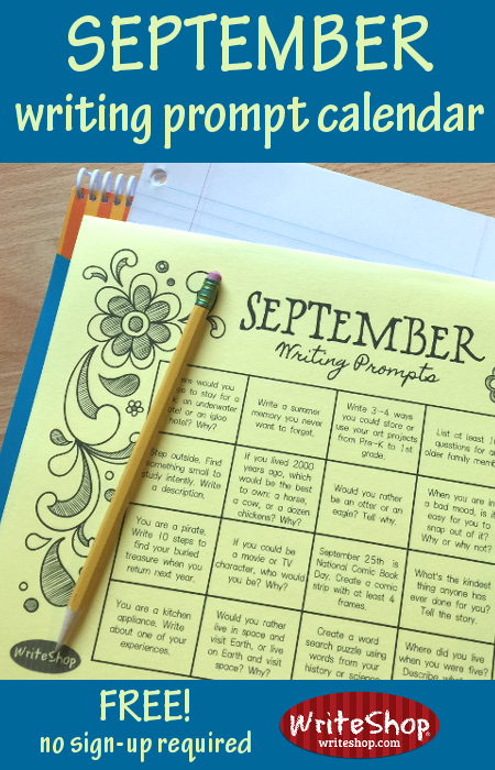 Free September Writing Prompt Calendar Printable 24 7 Moms