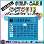 FREEBIE SELF CARE October Calendar For Teachers TPT
