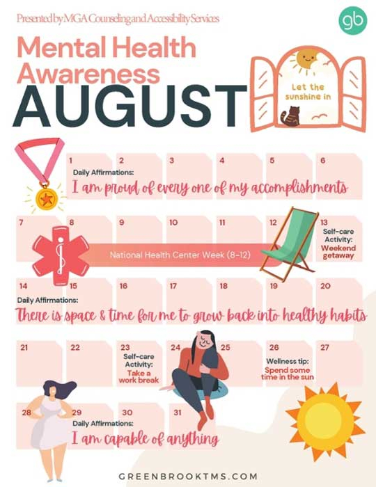 From Counseling Accessibility Services August Mental Health Awareness