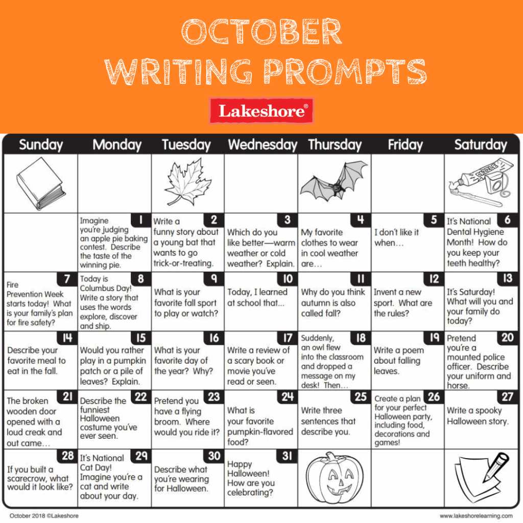 Good News October Writing Prompts Are Here Our Downloadable Calendar 