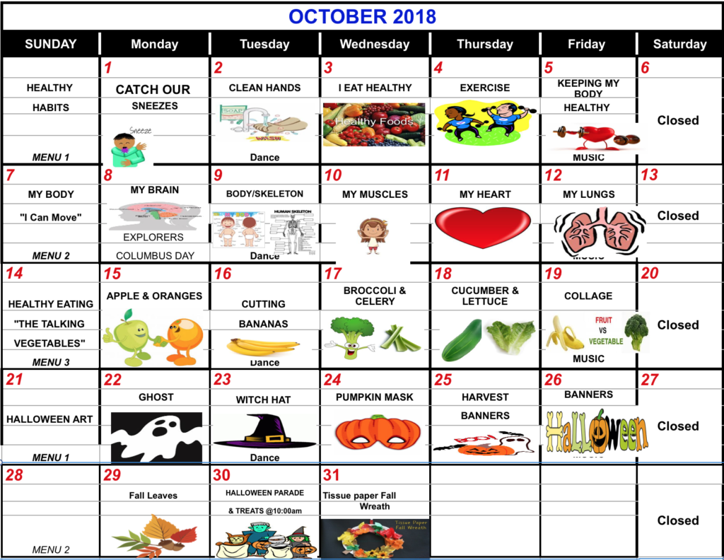 Great Beginnings Preschool October Calendar Great Beginnings Preschool