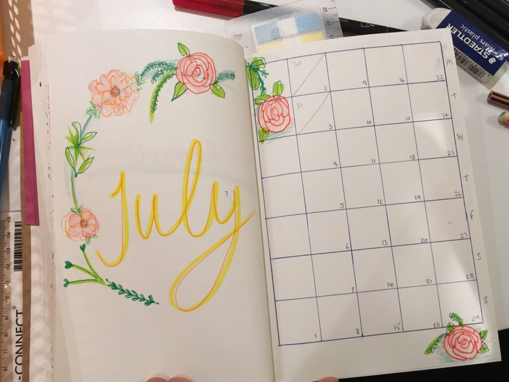 Great July Calendar Bullet Journal Circular Habit Tracker Printable