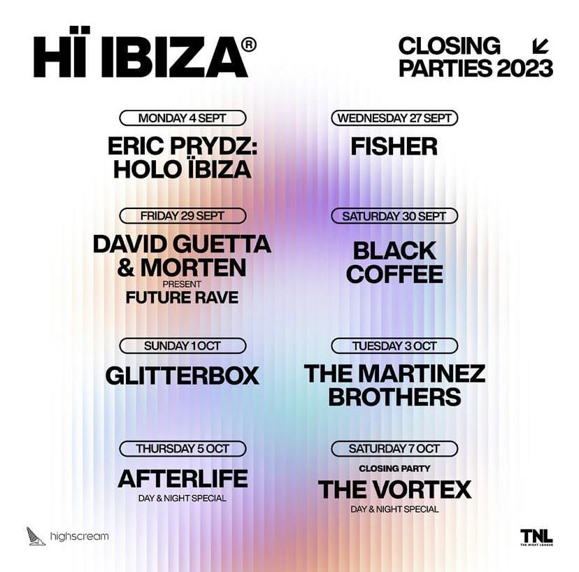 H Ibiza The Closing Parties Calendar 2023 Ibiza By Night