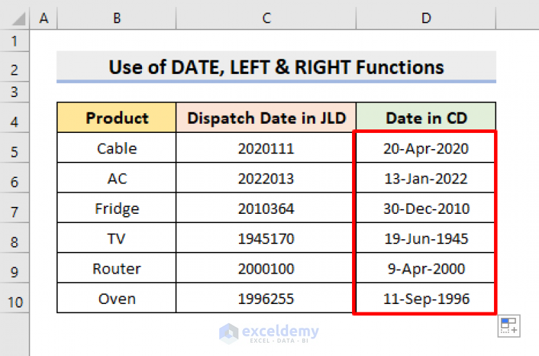 How To Convert 7 Digit Julian Date To Calendar Date In Excel 3 Ways 
