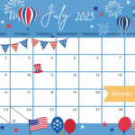July 2023 Calendar Independence Day Patriotic 4th Of July US Holiday