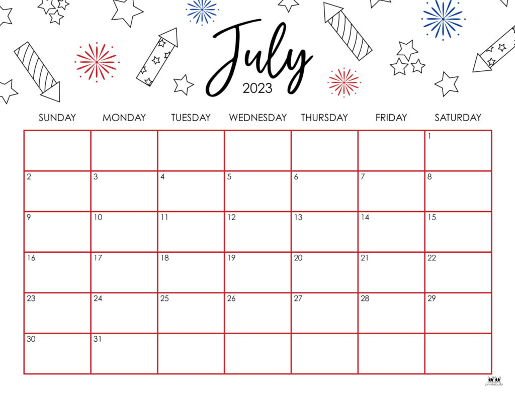 July 2023 Calendars 50 FREE Printables Printabulls