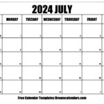 July 2024 Calendar Printable July 2024 Calendar Of The Month Free