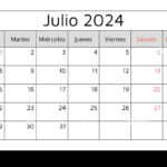 July 2024 SPANISH Calendar Julio Vector Illustration Monthly