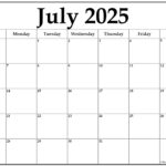 July 2025 Calendar Free Printable Calendars