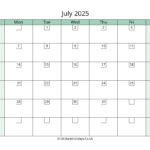 July 2025 Calendar Printable With Bank Holidays UK