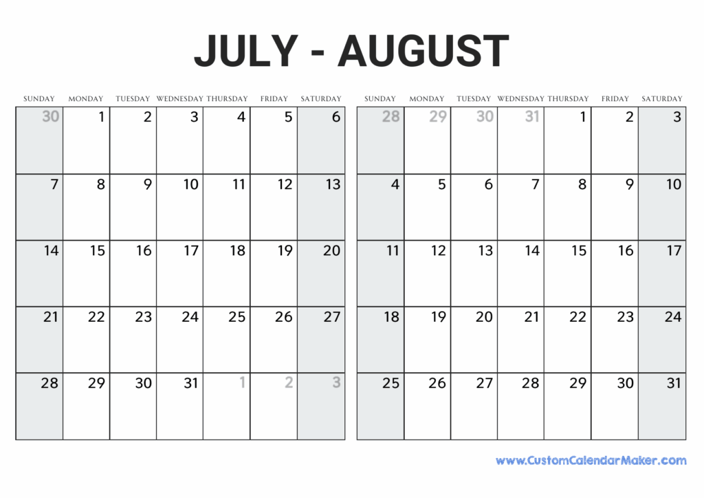 July August 2024 Calendar Printable Calendar May 2024