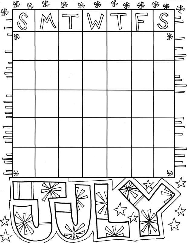 July Calendar Coloring Page Download Print Or Color Online For Free