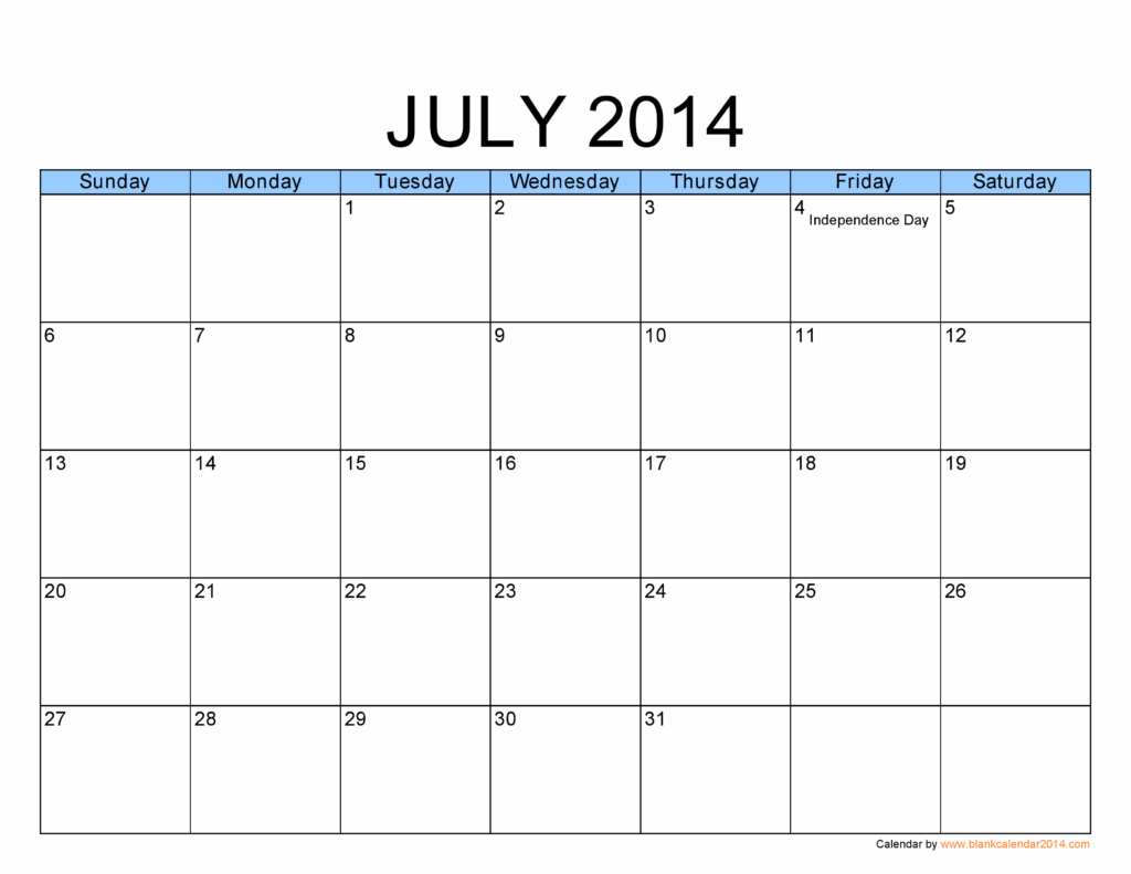 July Free Printable Calendar