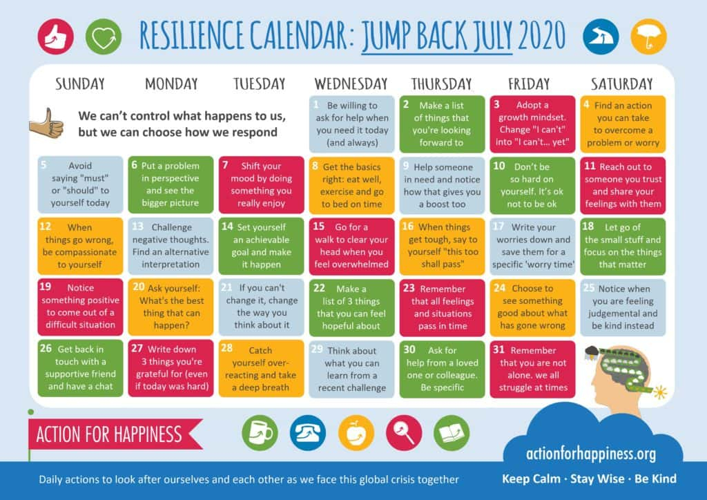 July Mental Health Calendar KRVB