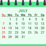July Monthly Calendar Calendar Monthly July PNG Transparent Clipart