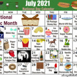 July National Day Calendar Free Printable 2021