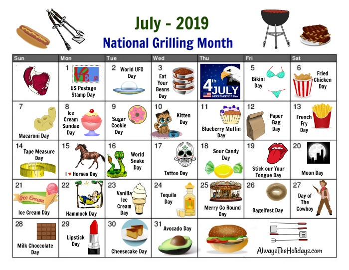 July National Day Calendar Free Printable
