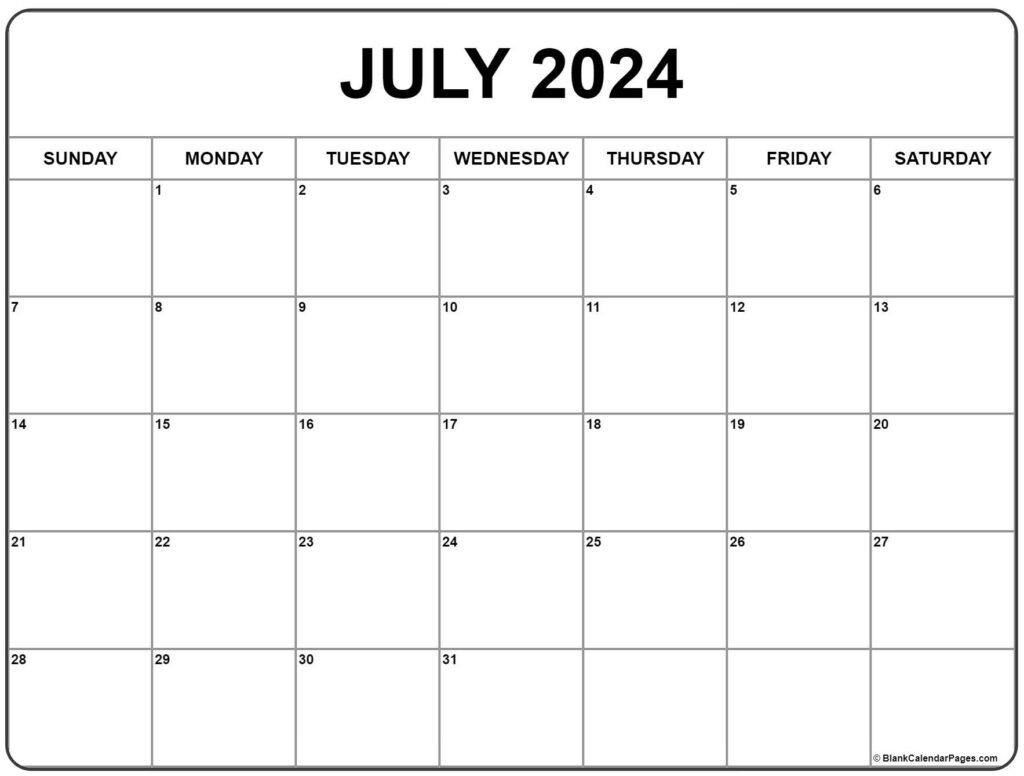 July Printable Calendar 2025 G Robert Starkey