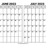 June And July 2023 Calendar Calendar Options