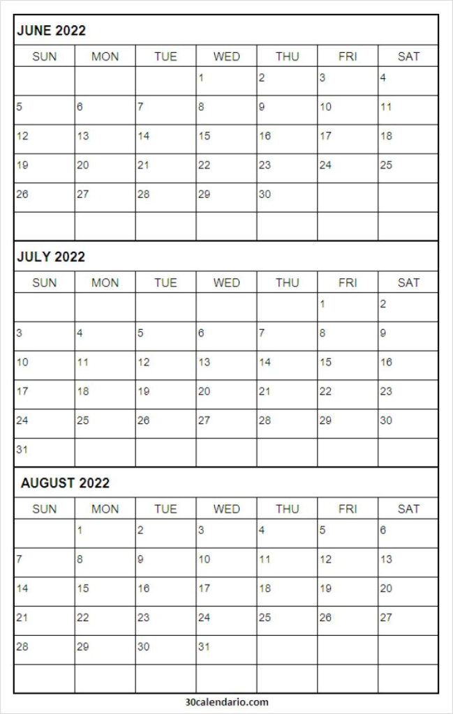 June August Calendar Printable Computer Tools