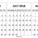 June July August Printable Calendar