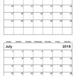 June July Calendar Printable
