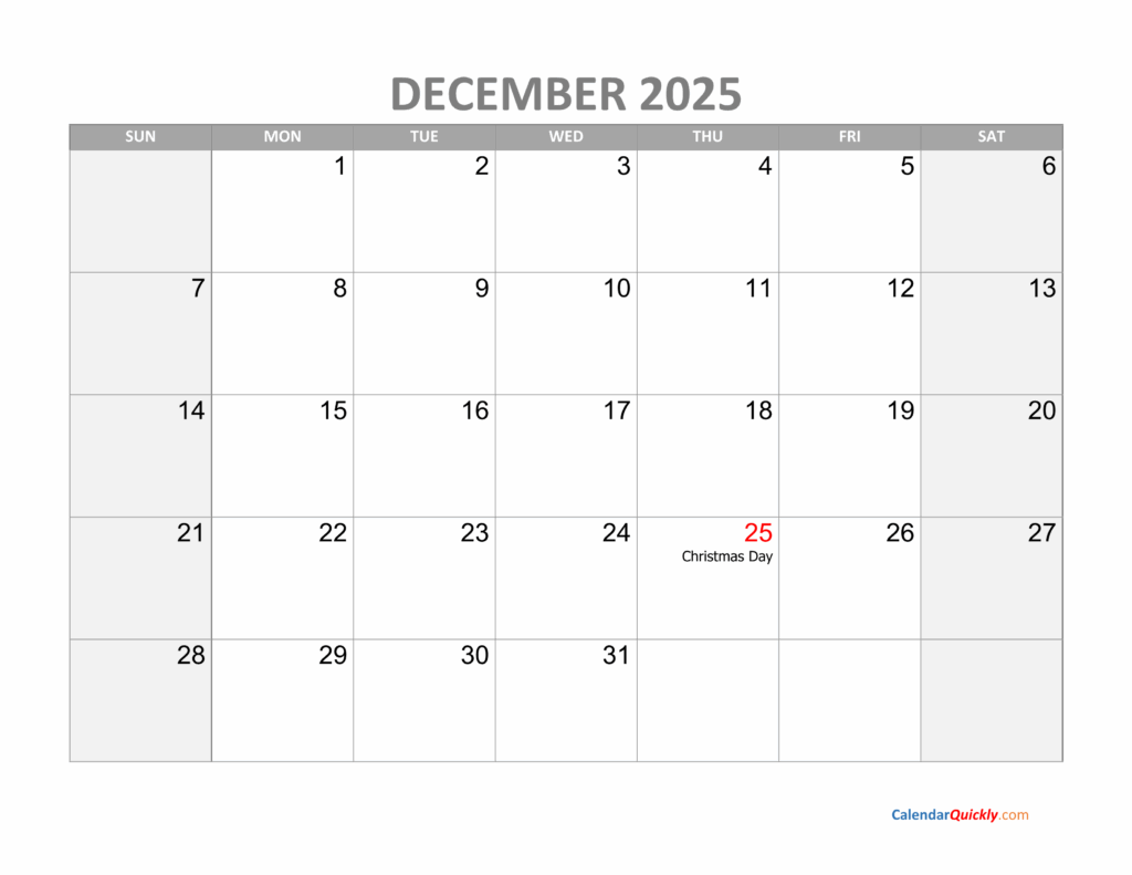 Last Year December Calendar 2025 With Holidays Sandra R Ford