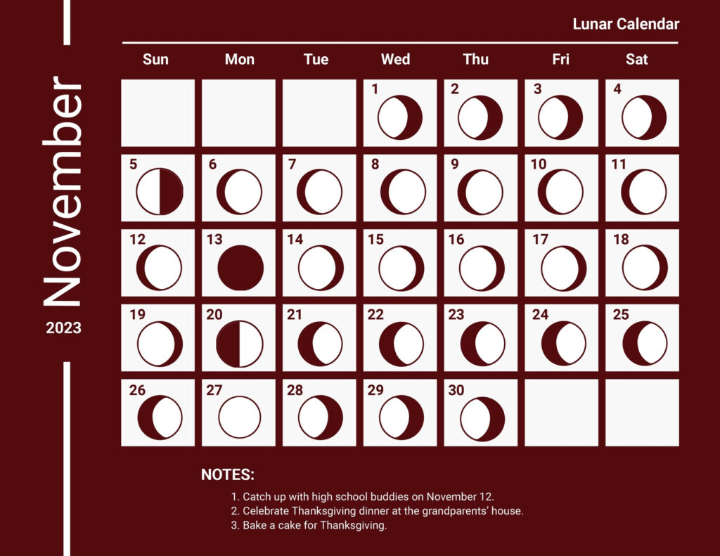 Lunar Calendar For November 2025 Dewey C Wright