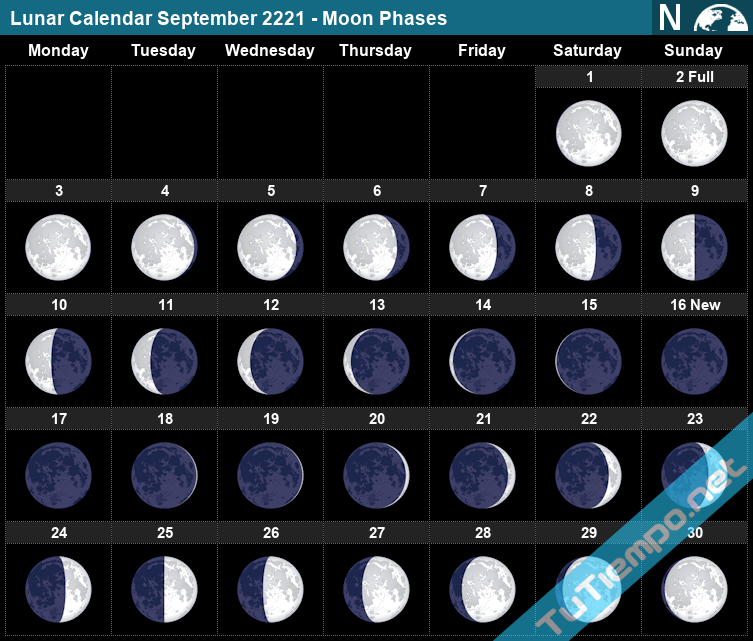 Lunar Calendar September 2221 Moon Phases