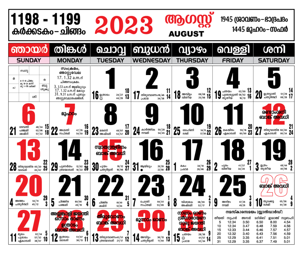 Malayalam Calendar 2025 August 2025 Free D Kelsey Miller