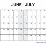 Monthly Calendar 2025 June And July Archer Deacon