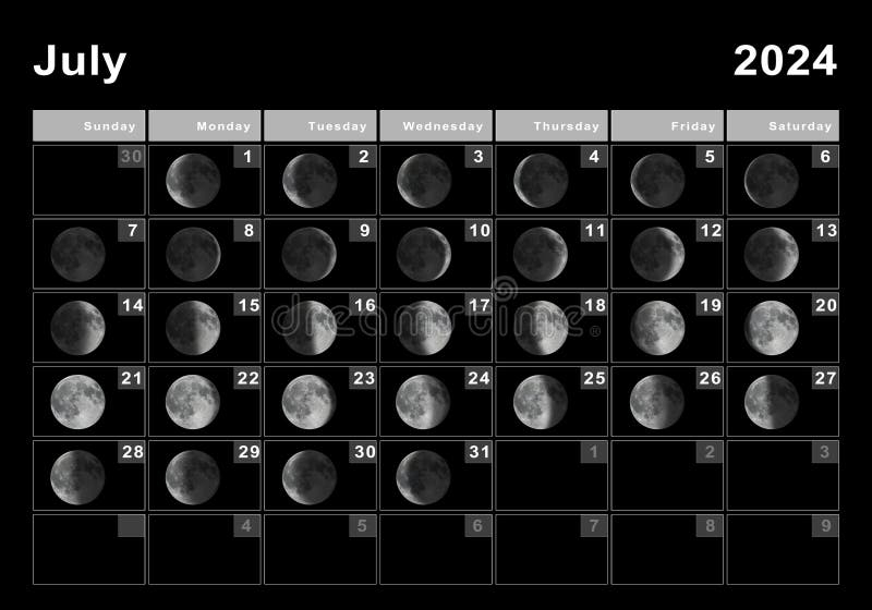 Moon Phase Calendar For July 2025 Milla N Wayn