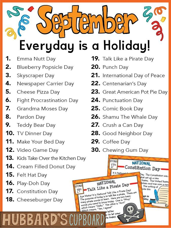 National Day Calendar For September Printable Word Searches