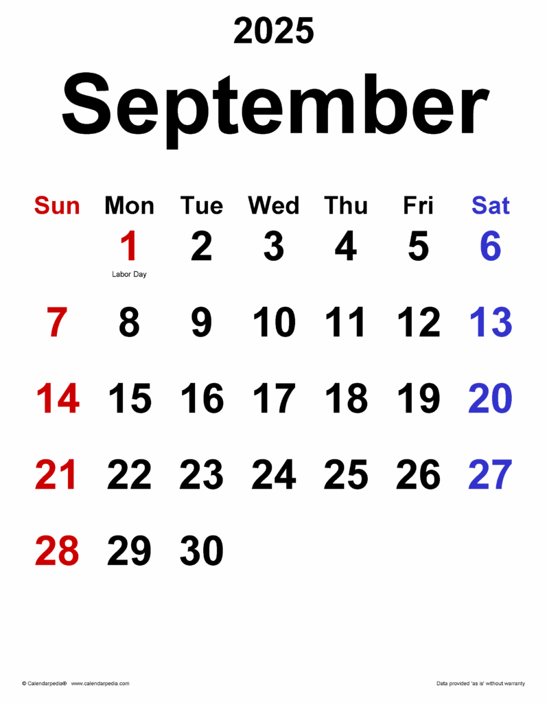Nited States 2025 September Calendar Dean Luker Z