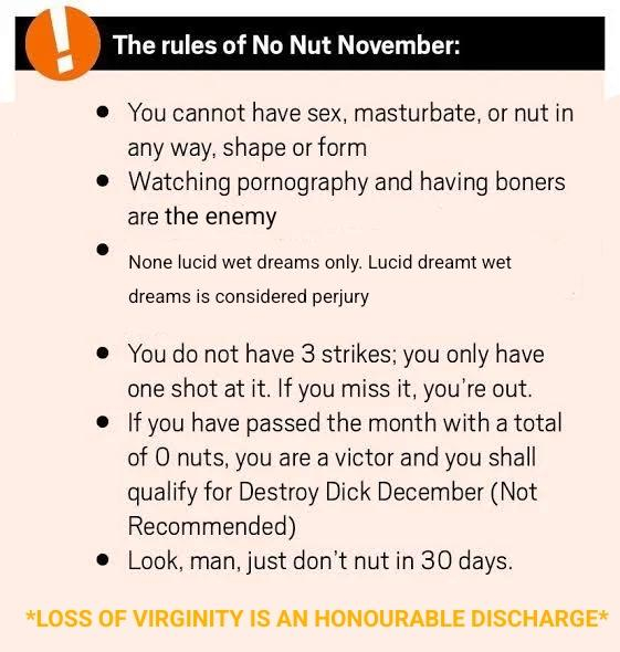 NNN Challenge Rules 2022 No Nut November NNN Know Your Meme