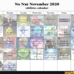 No Nut November 2020 abilities Calendar 39 Sunday Monday 39 Tuesday I