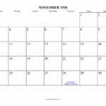 November 1918 Calendar