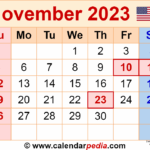 November 2023 Calendar Templates For PDF Excel And Word