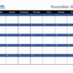 November 2023 Downloadable Monday Start Calendar