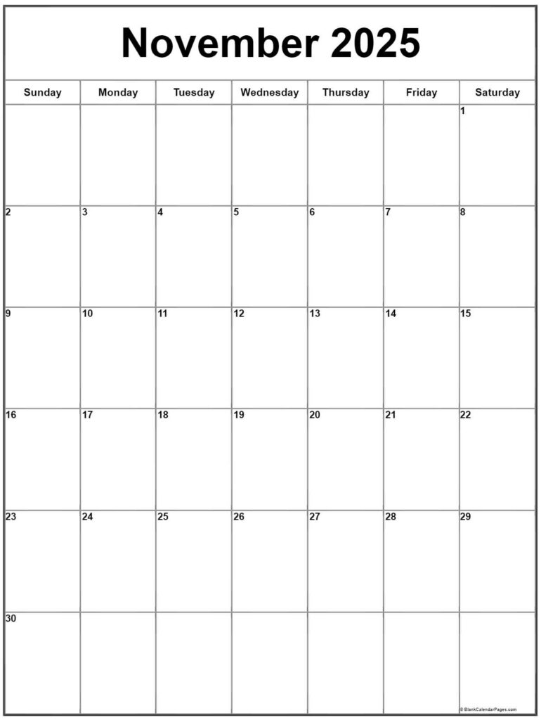 November 2023 Vertical Calendar Portrait Download Blank Calendar 2023 