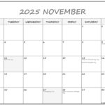 November 2025 Calendar With Holidays Printable Alma H Willett