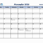 November 2026 United States Monthly Calendar With Holidays