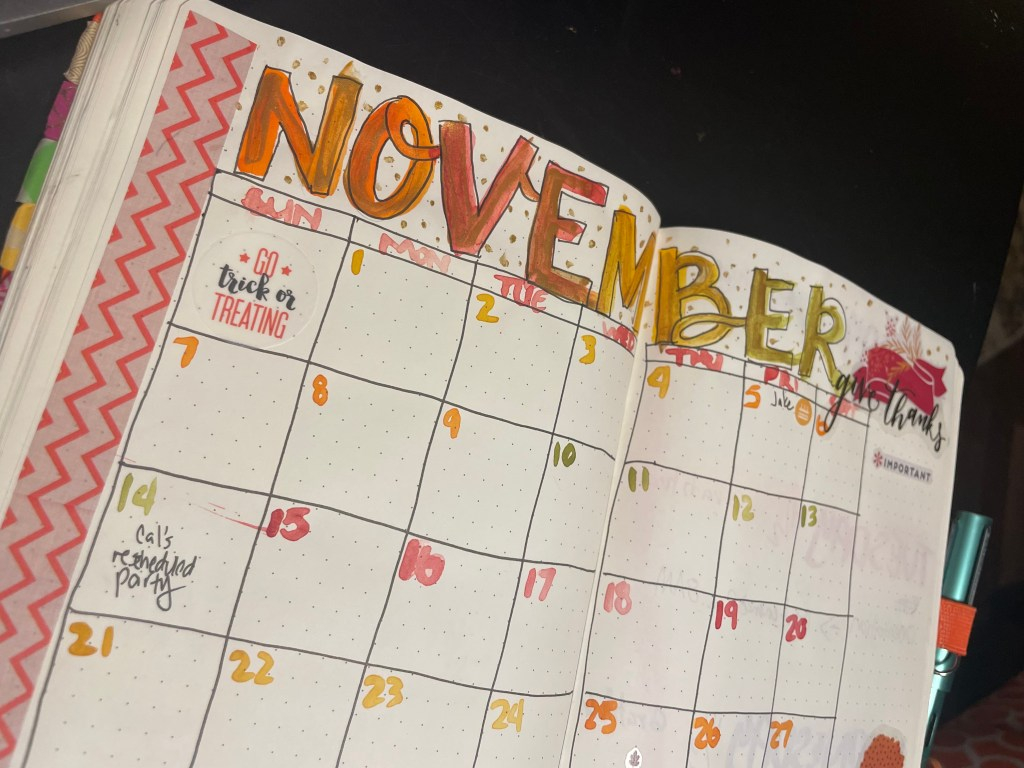 November Bullet Journal Monthly Calendar Inspiration The Happy Kim