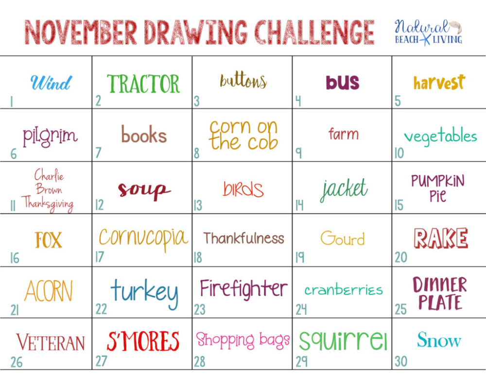 November Calendar Drawing Ideas