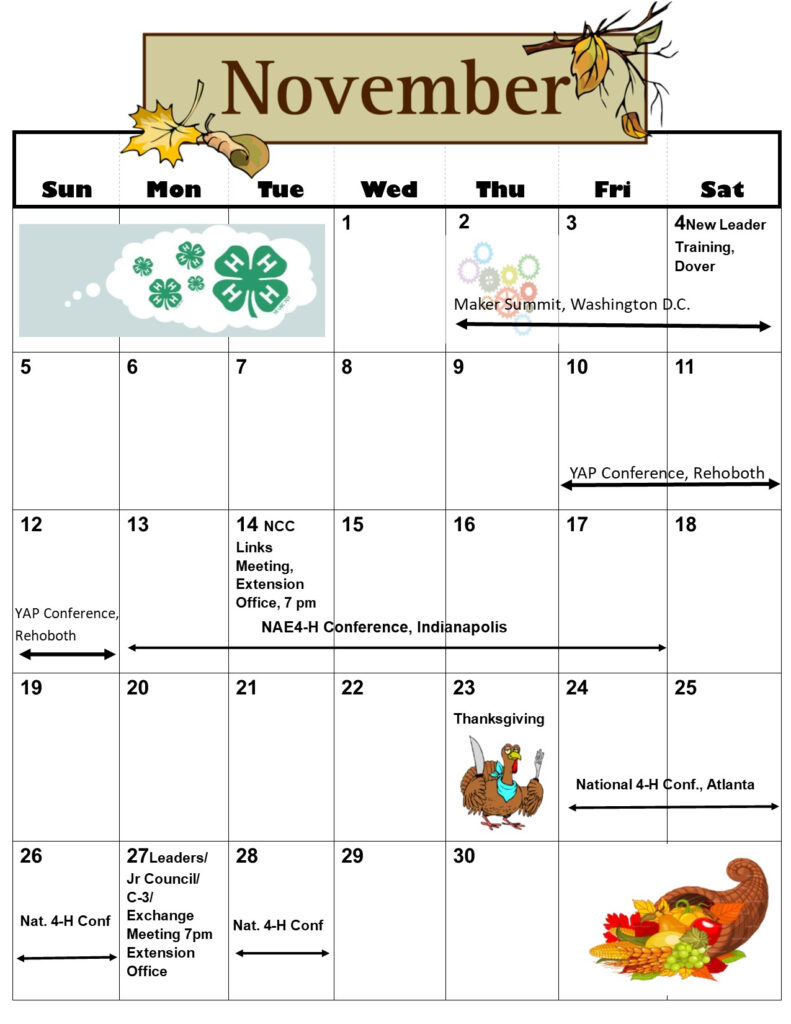 November Calendar Important Dates Aleta Murial